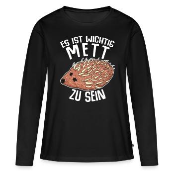 Mettigel Hackfleisch Mett Hack - Frauen Premium Bio Langarmshirt - Schwarz - Vorne - Julia (174cm)
