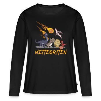Mettbällchen Hackfleisch Mett Hack - Frauen Premium Bio Langarmshirt - Schwarz - Vorne - Julia (174cm)