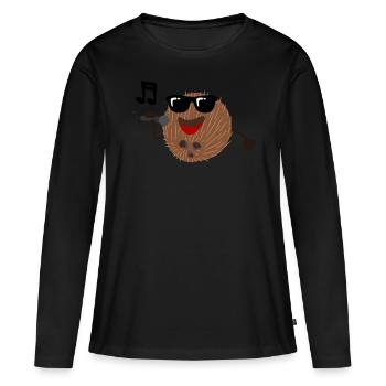 Kokusnuss singt Musik Singen Kokusnüsse - Frauen Premium Bio Langarmshirt - Schwarz - Vorne - Julia (174cm)