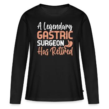 Drôle de manche d’estomac - T-shirt manches longues Premium bio Femme - noir - Devant - Julia (174cm)
