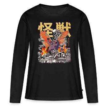 Kaiju Mothman Crypte de monstres d’anime japonais - T-shirt manches longues Premium bio Femme - noir - Devant - Julia (174cm)