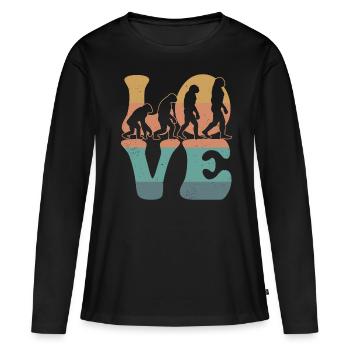 Charles Darwin Evolutionstheorie LIEBE - Frauen Premium Bio Langarmshirt - Schwarz - Vorne - Julia (174cm)