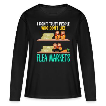 Marché aux puces, marché aux puces, marché aux puces - T-shirt manches longues Premium bio Femme - noir - Devant - Julia (174cm)