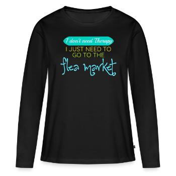 Marché aux puces Marchés aux puces Joke Marché aux puces - T-shirt manches longues Premium bio Femme - noir - Devant - Julia (174cm)