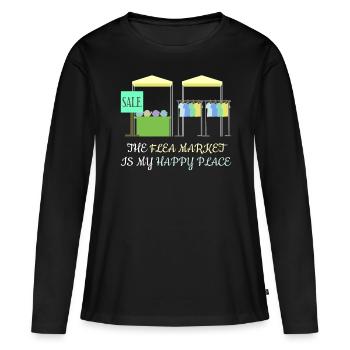 Trödelmarkt Flohmarkt Händler - Frauen Premium Bio Langarmshirt - Schwarz - Vorne - Julia (174cm)