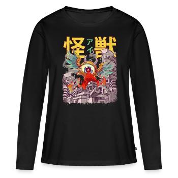 Kaiju Fliegender Augapfel Japanisches Anime-Monste - Frauen Premium Bio Langarmshirt - Schwarz - Vorne - Julia (174cm)