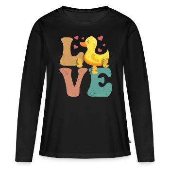 Les canetons ADORENT - T-shirt manches longues Premium bio Femme - noir - Devant - Julia (174cm)