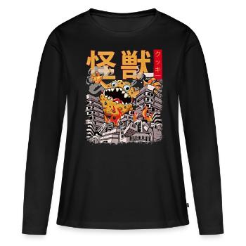 Kaiju Biscuit Japonais Anime Monster Pastry Baking - T-shirt manches longues Premium bio Femme - noir - Devant - Julia (174cm)