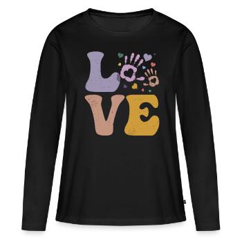 Travailleur en garderie Travailleur en garderie Garde d’enfants - T-shirt manches longues Premium bio Femme - noir - Devant - Julia (174cm)