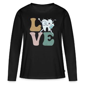 Dentiste Assistante dentaire Hygiène - T-shirt manches longues Premium bio Femme - noir - Devant - Julia (174cm)