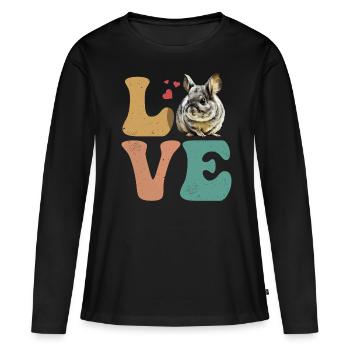 Chinchilla-Besitzer LOVE - Frauen Premium Bio Langarmshirt - Schwarz - Vorne - Julia (174cm)