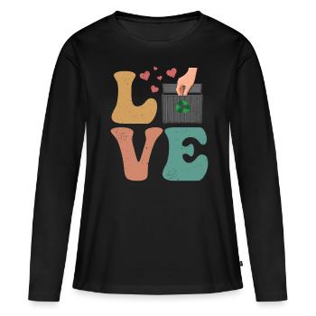 Dumpster Diving Mülltaucher Trash Picker LOVE - Frauen Premium Bio Langarmshirt - Schwarz - Vorne - Julia (174cm)