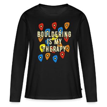 Bloc Bloc Thérapie Escalade - T-shirt manches longues Premium bio Femme - noir - Devant - Julia (174cm)