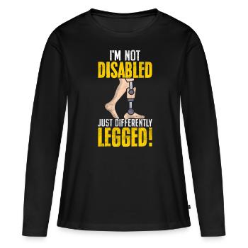 Prothèse de jambe - T-shirt manches longues Premium bio Femme - noir - Devant - Julia (174cm)