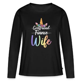 Douche nuptiale de fiançailles - T-shirt manches longues Premium bio Femme - noir - Devant - Julia (174cm)