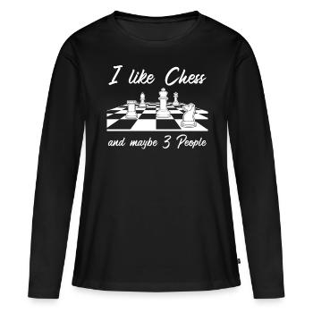Échiquier - T-shirt manches longues Premium bio Femme - noir - Devant - Julia (174cm)