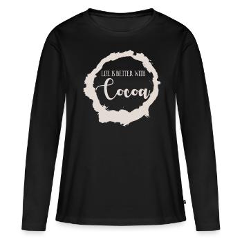 Chocolat chaud au cacao - T-shirt manches longues Premium bio Femme - noir - Devant - Julia (174cm)