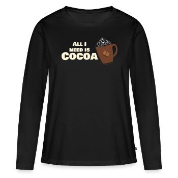 Chocolat chaud Cacao en poudre - T-shirt manches longues Premium bio Femme - noir - Devant - Julia (174cm)