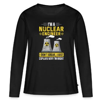 Centrale nucléaire - T-shirt manches longues Premium bio Femme - noir - Devant - Julia (174cm)