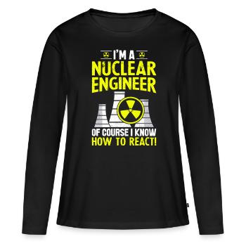 Drôle de centrale nucléaire - T-shirt manches longues Premium bio Femme - noir - Devant - Julia (174cm)