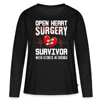 Patient en angioplastie - T-shirt manches longues Premium bio Femme - noir - Devant - Julia (174cm)