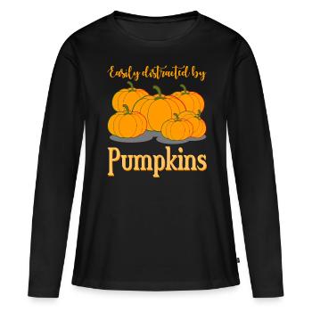 Citrouilles Halloween Citrouille - T-shirt manches longues Premium bio Femme - noir - Devant - Julia (174cm)