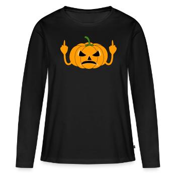 Citrouille Citrouilles Grincheux - T-shirt manches longues Premium bio Femme - noir - Devant - Julia (174cm)