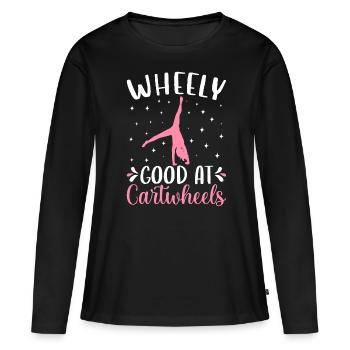 Gymnastique de la roue de charrette Cheerleading - T-shirt manches longues Premium bio Femme - noir - Devant - Julia (174cm)