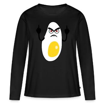 Oeufs Grincheux Oeuf au plat - T-shirt manches longues Premium bio Femme - noir - Devant - Julia (174cm)