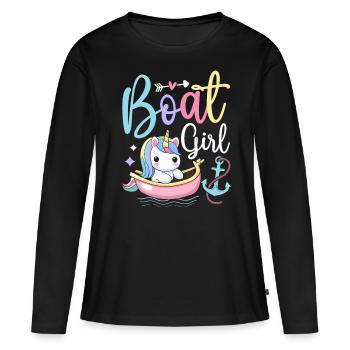 Bootfahren Bootsführer Bootsfahrer - Frauen Premium Bio Langarmshirt - Schwarz - Vorne - Julia (174cm)