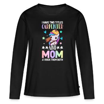 Carpentry Woodworker - Women's Premium Organic Long Sleeve Shirt - black - Front - Julia (174cm)