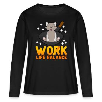 Cuisine de chat au wok - T-shirt manches longues Premium bio Femme - noir - Devant - Julia (174cm)