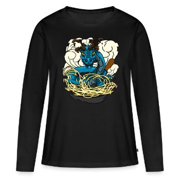 Wok Pan Dragon - T-shirt manches longues Premium bio Femme - noir - Devant - Julia (174cm)