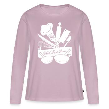 Nourriture au wok - T-shirt manches longues Premium bio Femme - rose poudré - Devant - Julia (174cm)