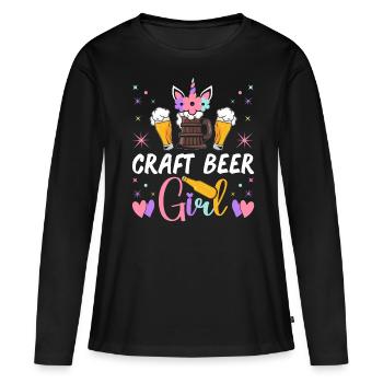 Brasserie - T-shirt manches longues Premium bio Femme - noir - Devant - Julia (174cm)