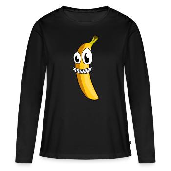 Banane Bananes folles - T-shirt manches longues Premium bio Femme - noir - Devant - Julia (174cm)