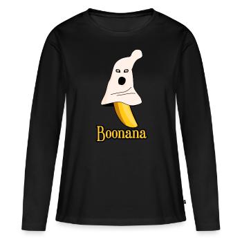 Banane Ghost Bananes - T-shirt manches longues Premium bio Femme - noir - Devant - Julia (174cm)