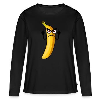 Bananes Banane grincheuse - T-shirt manches longues Premium bio Femme - noir - Devant - Julia (174cm)
