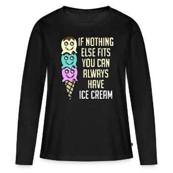 Eat more Ice Cream - Frauen Premium Bio Langarmshirt - Schwarz - Vorne - Julia (174cm)