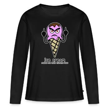 Ice Cream Grumpy Icecream - Frauen Premium Bio Langarmshirt - Schwarz - Vorne - Julia (174cm)