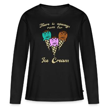 Icecream Funny Ice Cream - Frauen Premium Bio Langarmshirt - Schwarz - Vorne - Julia (174cm)