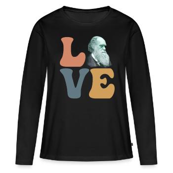 Charles Darwin Evolutionstheorie Atheist - Frauen Premium Bio Langarmshirt - Schwarz - Vorne - Julia (174cm)
