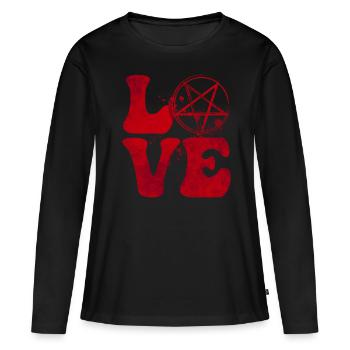 AMOUR pentagramme satanisme satanique rouge Goth - T-shirt manches longues Premium bio Femme - noir - Devant - Julia (174cm)