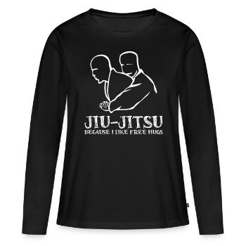 Ju-Jitsu Jiu-Jitsu Brésilien BJJ - T-shirt manches longues Premium bio Femme - noir - Devant - Julia (174cm)