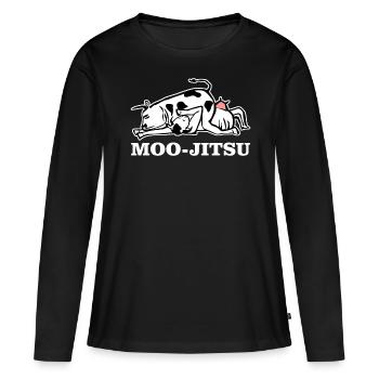 Ju-Jitsu Vache Jiu-Jitsu Brésilien BJJ - T-shirt manches longues Premium bio Femme - noir - Devant - Julia (174cm)