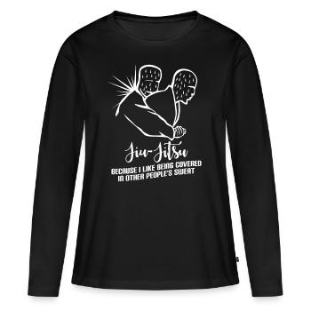 Ju-Jitsu Brésilien Jiu-Jitsu Blague BJJ - T-shirt manches longues Premium bio Femme - noir - Devant - Julia (174cm)