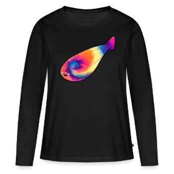 Drôle Sacabambaspis Poisson Meme Tie Dyeing - T-shirt manches longues Premium bio Femme - noir - Devant - Julia (174cm)