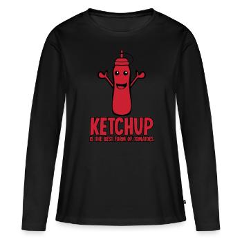 Tomates Ketchup Tomate - T-shirt manches longues Premium bio Femme - noir - Devant - Julia (174cm)