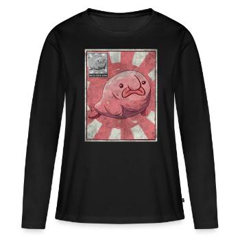 Kawaii Blobfish Affiche Japonaise - T-shirt manches longues Premium bio Femme - noir - Devant - Julia (174cm)