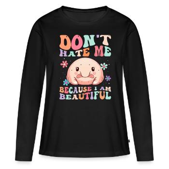 Groovy Blobfish - T-shirt manches longues Premium bio Femme - noir - Devant - Julia (174cm)
